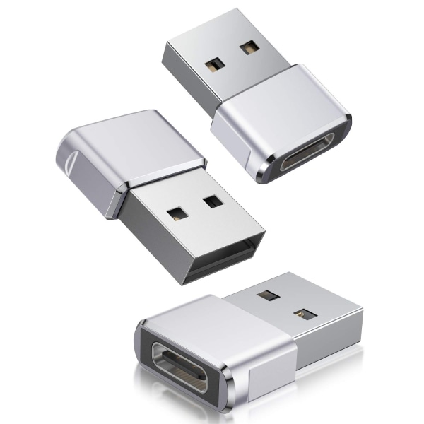 USB til USB C Adapter 3Pack, Type C Hunn til USB A hannkonverter - Perfet