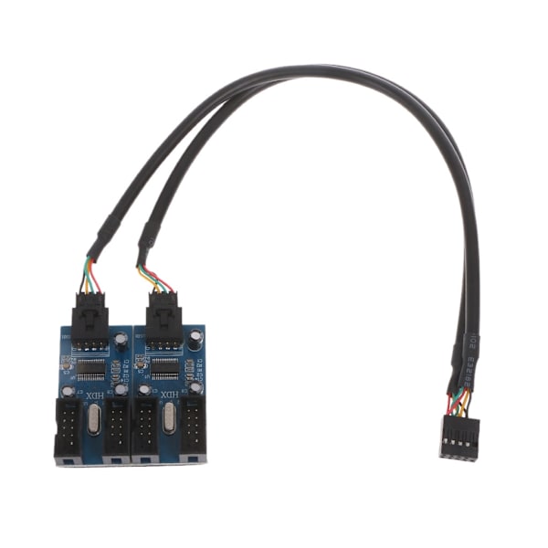 PC-chassi internt 9-stifts USB 2.0 hane 1 till 4 hona splitter PCB Chipset Förlängare 30 cm kabel - Perfet
