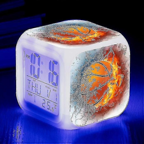 Basketbollväckarklocka 7 Färgförändring Multifunktionell Noctilucence Elektronisk Klocka Barn Väckarklocka för Tw-Perfet MULTI