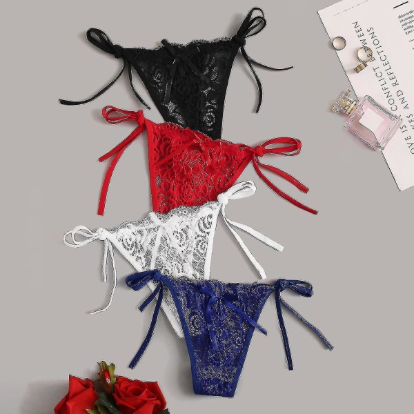 4st Sexiga damunderkläder Spets Öppna stringtrosor G-byxor Damunderkläder Underkläder - Perfet