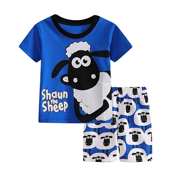 Spongebob Squarepants/Shaun The Sheep Barn- og Jente Sommer Pyjamas Korte Ermer T-skjorte Shorts Sett Sleepwear Antrekk 4-7 År-Perfekt Shaun The Sheep 4 Years