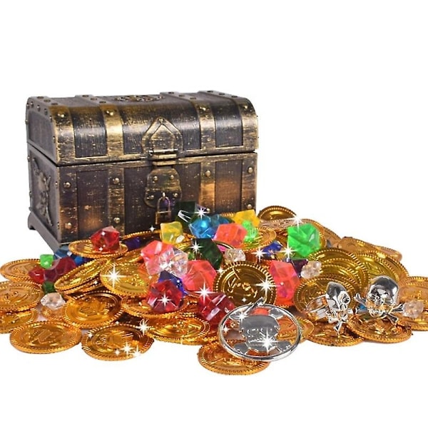 50 st Plastik Bitcoin Guld Skattmynt Kapten Piratfest Piratskattkista Barn Skattkista Mynt Leksak Lekpengar-Perfet gold 100 pcs