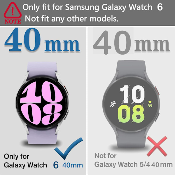 for Samsung Galaxy Watch 6 40mm deksel, 2 i 1 design full dekning Galaxy Watch 6  40mm(2023) Tpu deksel skjermbeskytter Watch 6 40mm-Perfet