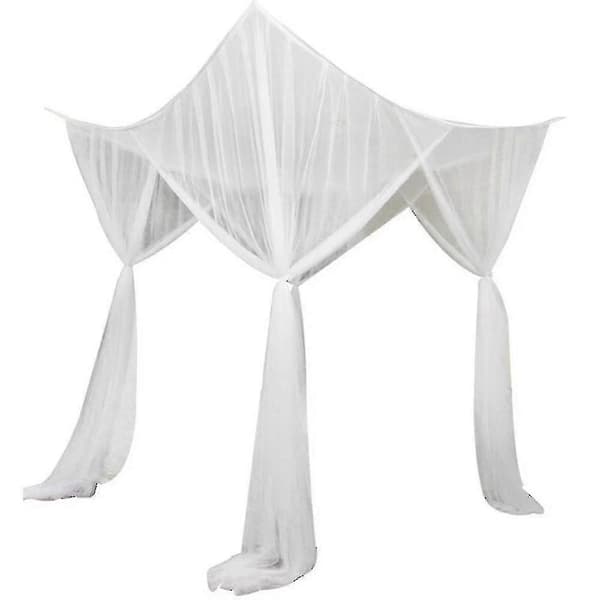 4 Hjørnepost Seng Baldakin til Fuld/Queen/King Size Seng Julegave - Perfekt white
