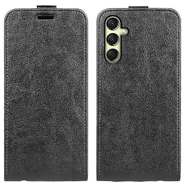Kompatibel med R64 Tekstur Vertikal Flip Læder Telefon Cover - Perfekt Black For Samsung Galaxy A16 5G