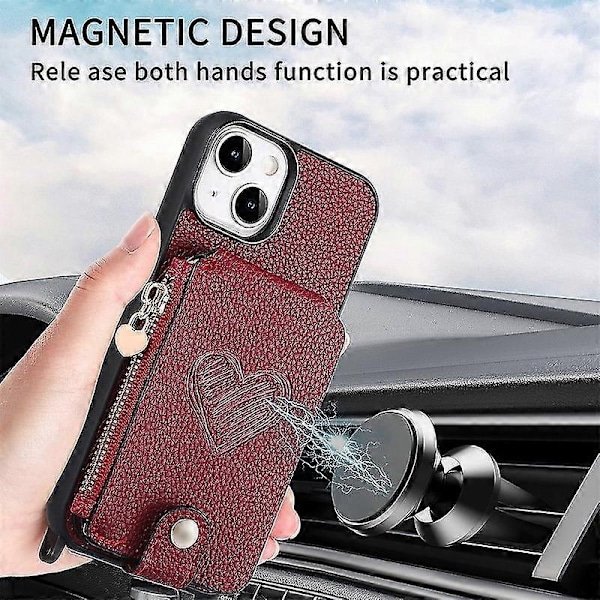 Yhteensopiva Iphone 15 Plus -puhelinkuorien kanssa - Pu-nahkakansi - Täydellinen Pink