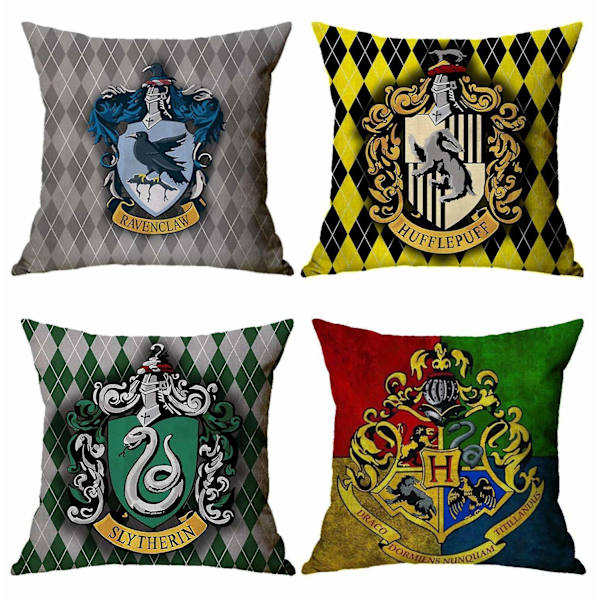 SZTXJ 4 stk Harry Potter Ildbegeret i flammer Lin Pudebetræk Print Pudebetræk Hjem Sofa Seng Dekor 45x45cm-Perfekt 0 0