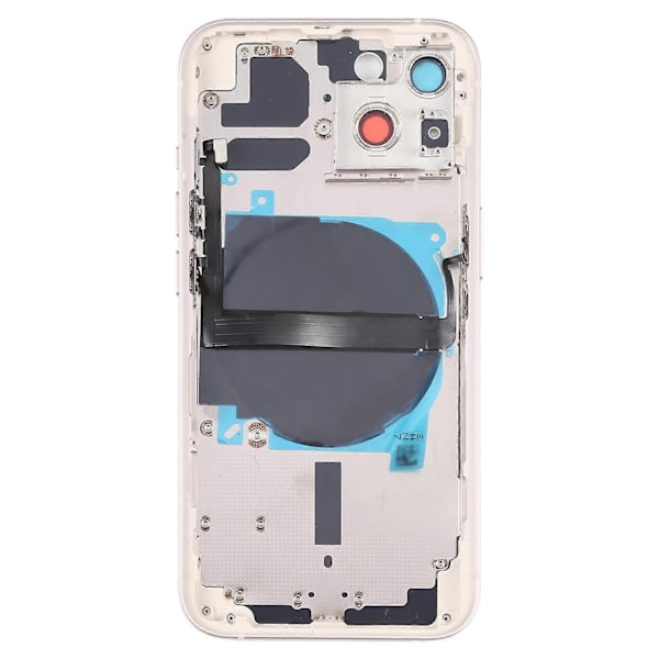 Kompatibel med iPhone 13 Batterideksel Bak med Sideknapper & SIM-kortbrett & Strøm + Volum Flex Kabel & Trådløs Lader Modul-Perfekt White