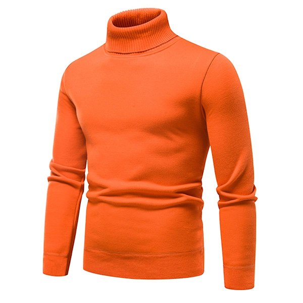 Yynuda Herre Turtleneck Lett Slim Fit Genser Casual Strikket Pullover-Perfet Orange XL