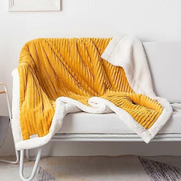 Magisk Sammet Sherpa Filt Fleece Pläd Orange och Vit Sherpa Mjuk Plysch Fluffig Varm Mysig Tjock för Säng Soffa Soffbord Stol - Perfekt 6 100X150cm