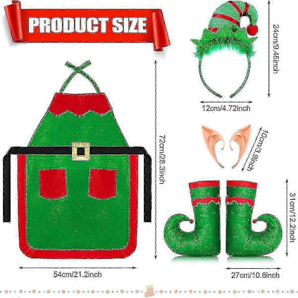 Jultomtenissdräkt Unisex Vuxen Förklädesset Julfestival Randig Tomtenissehjälpare Rollspel Set - Perfekt A