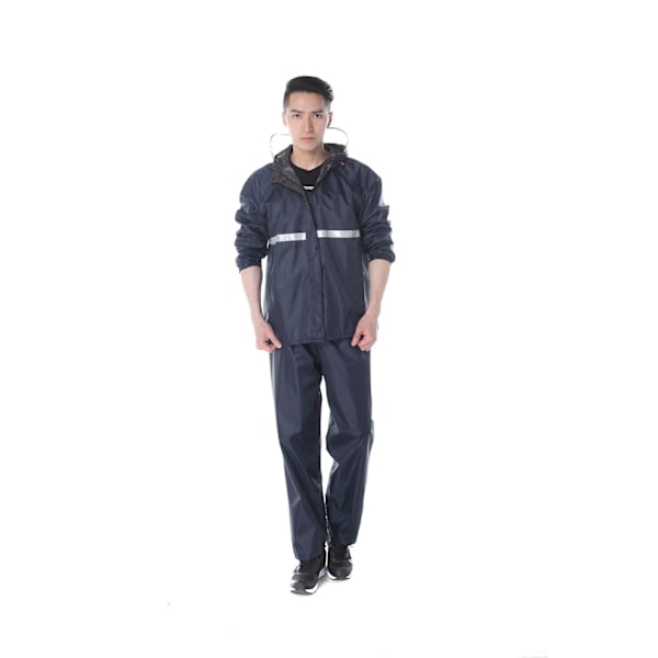 Förtjockad Motorcykel Regnrock Set Delad Regnrock Vuxen Regnrock Herr och Dam Delad Regnrock Dubbellagers Regnrock Regnbyxor Lättviktig-Perfekt Navy Blue M