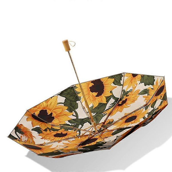 UV Solparaply Kompakt Rejseparaply Foldbar Regnparaply Blokerer UV 99% - Perfekt Sunflower