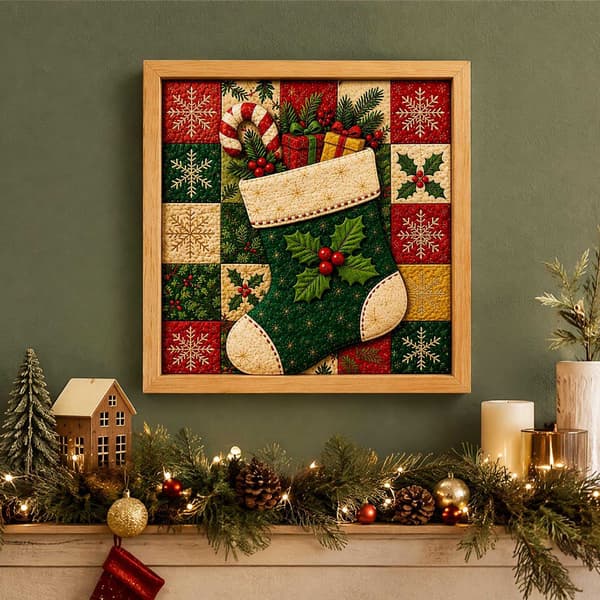 Kinusaiga tekstilkunstsett | DIY 3D-julesett med tekstilstempling for voksne Christmas Stockings