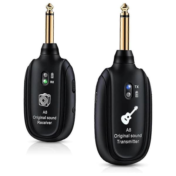 A8 Trådlöst Gitarrsystem Uppladdningsbart UHF Ljud Trådlös Sändare Mottagare för Gitarr Bas Fiol-Perfekt