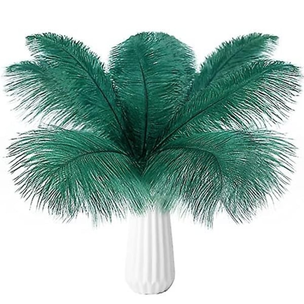 20 stk. Naturlige Strudsefjer i Bulk - Perfekt Dark Green