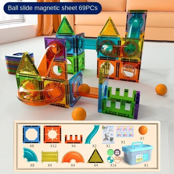 Børnefarvevindue Magnetiske byggestensbaner - Perfet magnetic car 149pcs