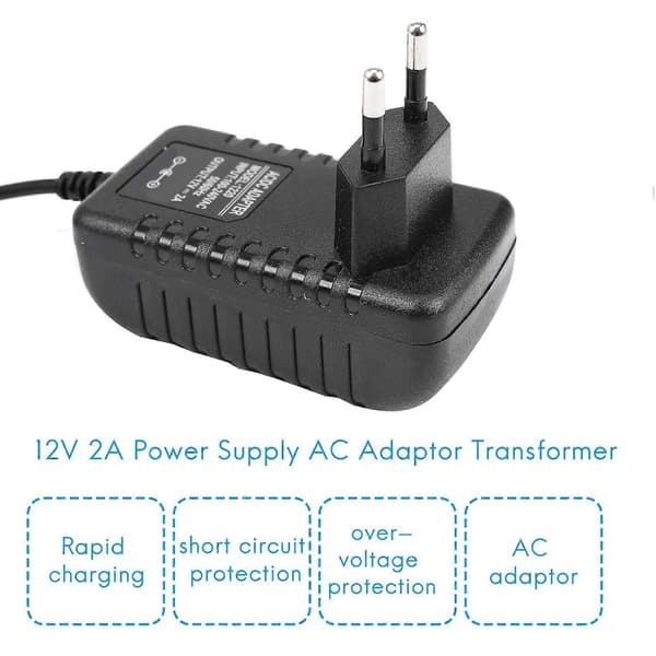 AC/DC 12V 2A 24W Strømforsyningsadapter Transformator Kompatibel med 5050 3528 LED Strip Lys EU Plugg-Perfekt