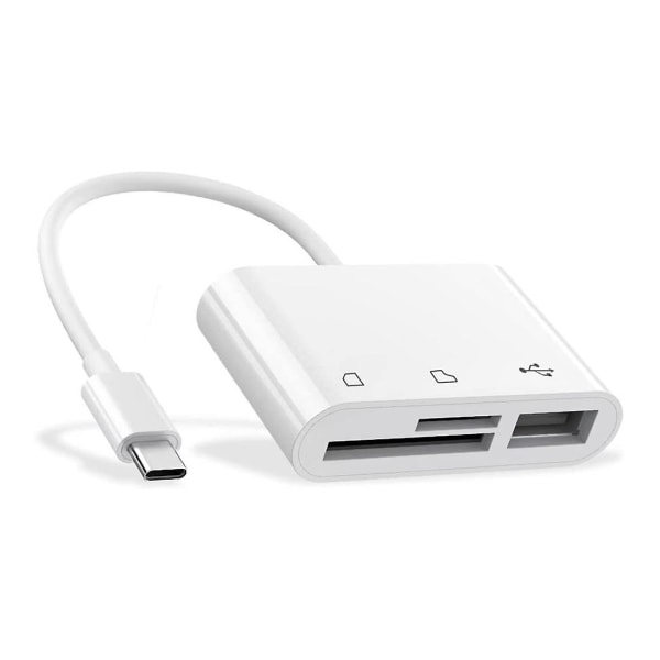 3 in1 Type-c Micro USB SD TF -puhelimen OTG-kortinlukijaadapteri SD-kortinlukija Samsung Galaxy tabletille, valkoinen- Perfet White