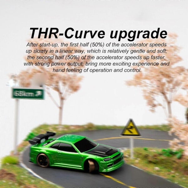 Turbo Racing 1:76 C64 Drift RC-auto gyro-ohjauksella, täysin verrannollinen, RTR-setti kk-Perfet Green