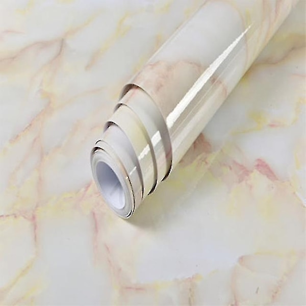 80 cm leveä Marmori Itseliimautuva Tapetit Vinyl Seinätarrat Vedenkestävä Kosketuspaperi Keittiön Koristeelliseen Kalvoon Koti Sisustus Z-Perfet Marble Light Yellow 60cmx300cm