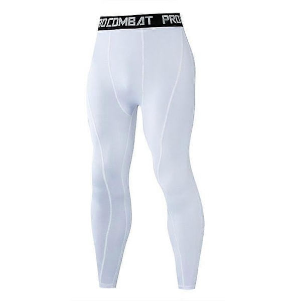 Løbetights til mænd Leggings Jogging Sportsbukser Gym Fitness Træning Yoga Bukser Drenge Basketball Bukser - Perfet white 2XL