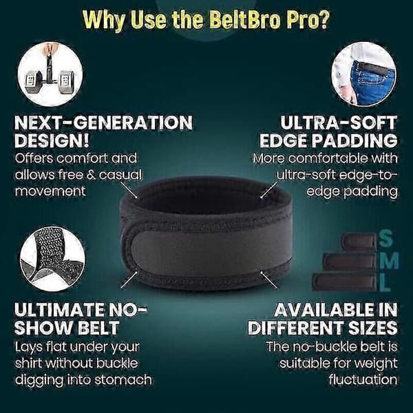 BeltBro Herre Titanium Elastisk Taljebælte (Ingen Spænde) - Passer til 15-tommer brede bæltestropper for behagelig brug M Dark brown