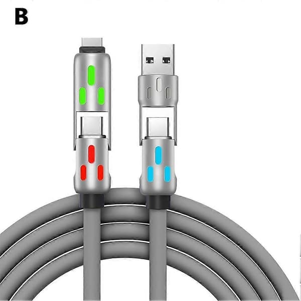 240 W 4-i-1 USB-C-kabel, USB C-kabel 1,2 m, Multi USB-laddningskabel, Snabb USB-Perfet Purple