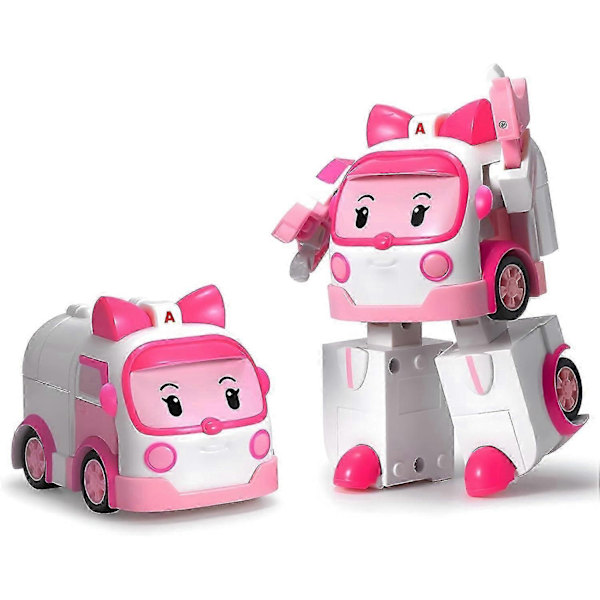 SBSG Robocar Poli Amber Transformer Robot, 4 Tommer Transformerbar Action Legetøjsfigur Køretøj Børnegaveguide, Nødvendighedskøretøjs Legesæt, Perfekt