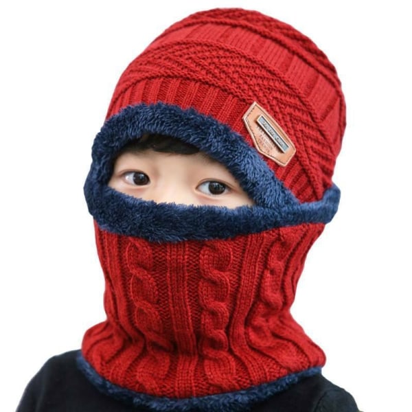 Børn Børn Vinter Varm Strikket Solid Ski Beanie Tørklæde - Perfet Khaki