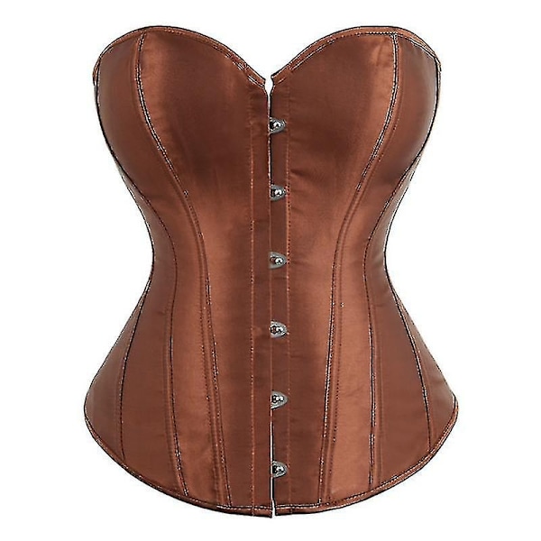 Mimigo Kvinders Bustier Korset Top Sexy Lingeri Sæt Sort Satin Talje Cincher-Perfet COFFEE M