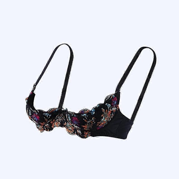 Dame 1/2 Kop Push Up Underwire Blonderi Undertøj Afsløret Kop Bh Top Justerbare Stropper Svampepolstret Bh Undertøj - Perfekt Black C 3XL