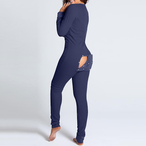 Bedst Sælgende Kvinders Én-delt Pyjamas med Åben Ryg for Praktisk Design - Perfet Navy Blue XL