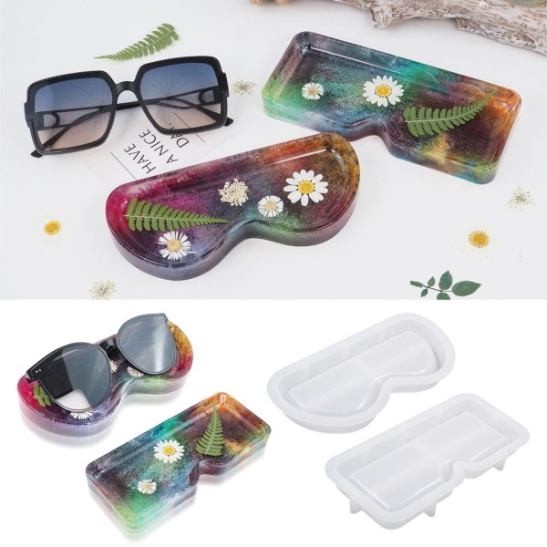 2stk gør-det-selv krystal drypforme Brilleopbevaringsboks Solbrillebakke Spejlform til glasopbevaring - Perfet