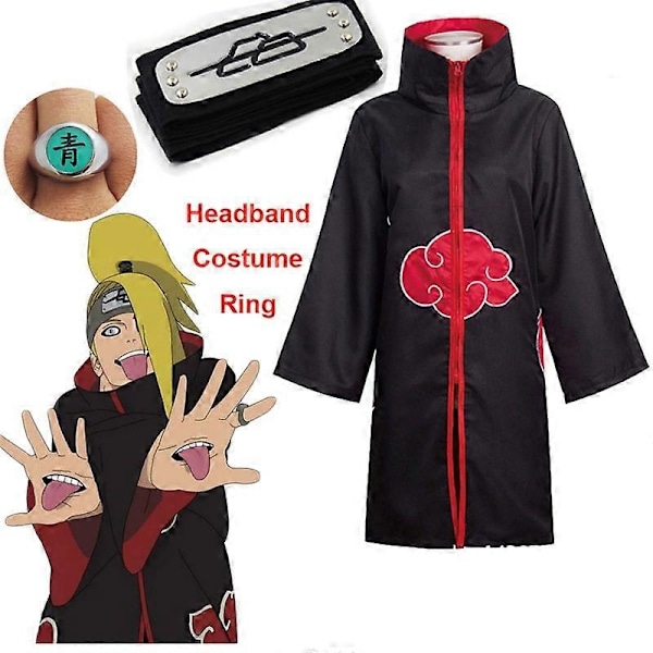 Harajuku Cosplay Uchiha Itachi Cosplay Kostym Huvudband Halsband Ring Kunai Deida Rafei Halloween Kostym Pojkar och Flickor Pain Cape - Perfekt Deidara 155