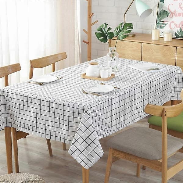 Bordsduk för Hem Linne Bomull Rutig Randig Matbordsduk Kök Dekorativ Rektangulär Coff-Perfet blue plaid 140x140CM