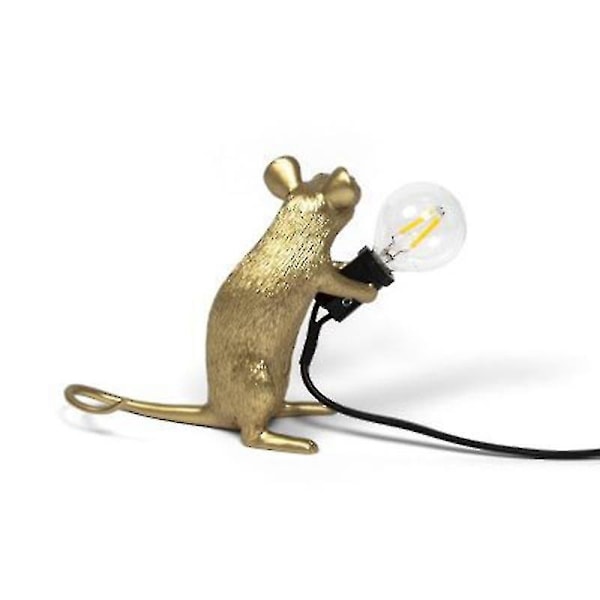 Høy kvalitet gylden muse bordlampe, nordisk dyrelys, stående mus+sittende mus+krypende mus-Perfet No light bulb Black sitting mouse