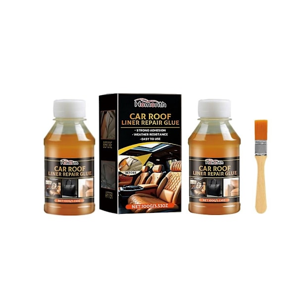 Auton kattopäällysteen korjausliima 100ml Nopeakuivuva liima Nestemäinen kangasliima Vahva tarttuvuus, 1-3kpl-Perfet 2pcs
