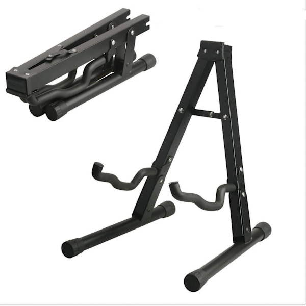 Sort Jern Guitarstativ - Unikt Foldbart Design, Stabilt A-Ramme Holder til Basdisplay - Perfekt