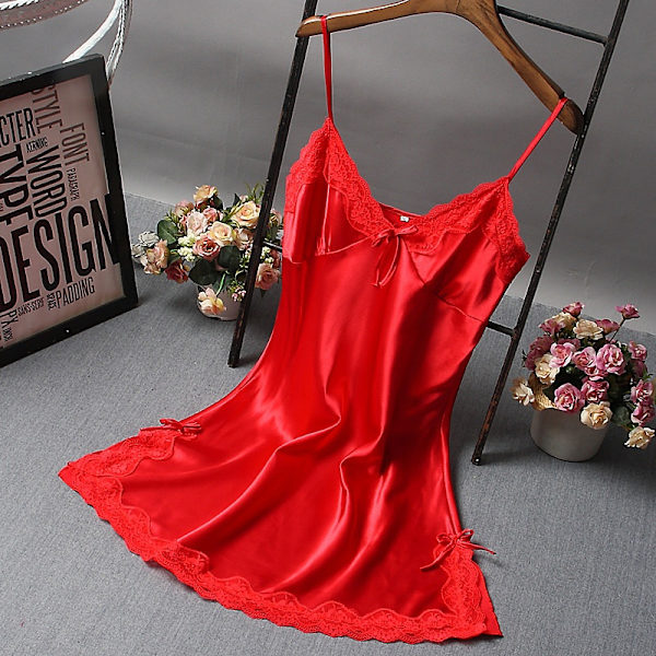 Bowknot Transparent Sexig Underkläder Spets Tyll Hollow Suspender Red- Perfet Red XL