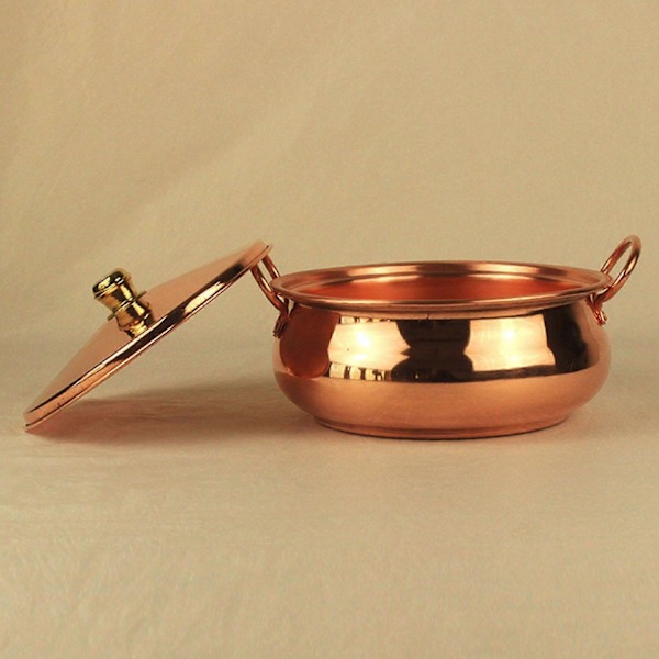 Ren Kobbergryde Binaural Gryde Kogegryde med Låg Simrepande Kobber Køkkenudstyr 18cm-Perfet 18cm