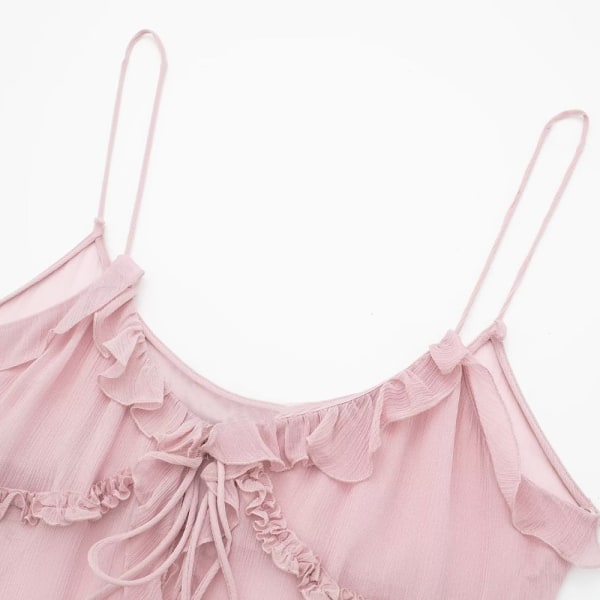 Mode dikkedarer hør Suspender skjorte PINK L Pink- Perfet Pink L
