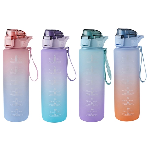 Sports 1000 ml vandflaske med sugerør til udendørs rejser - Perfet Purple