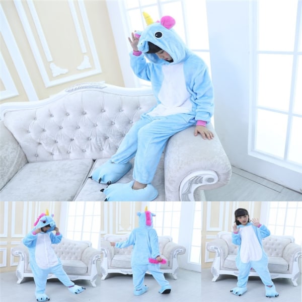 Barn Unicorn Jenter Gutt Barn Søt Fantasy Plysj kostyme Jumpsuit - Perfet bule 120cm