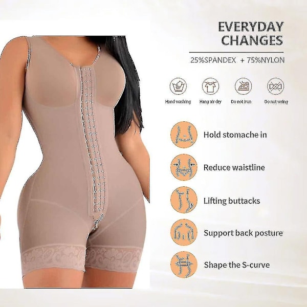 Høj Kompression Kort Girdle med Spænder Bryst til Daglig og Post-kirurgisk Brug Slankende Skab Belly Kvinder GNz-Perfet Tan 3XL