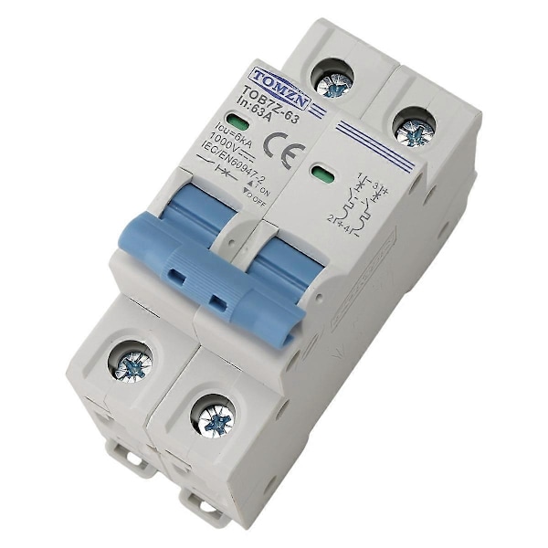 TOMZN 2P DC 1000V Solar Mini Strømbryter DC MCB Strømbryter Kompatibel med PV System-Perfet