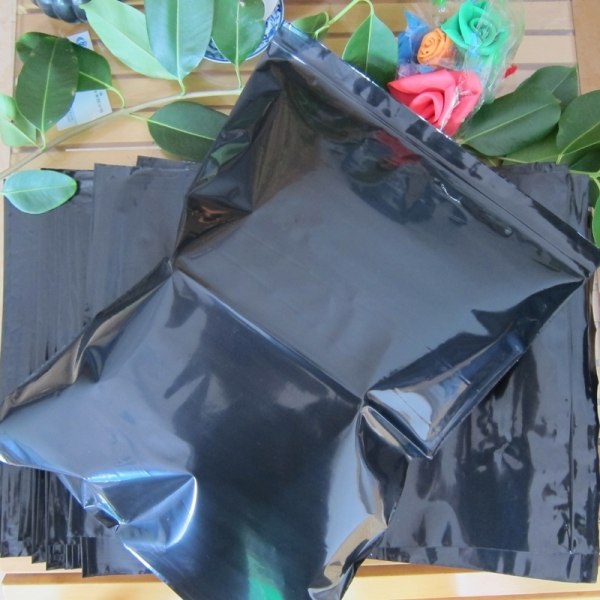Påsar Förpackningspåse Miljövänlig Återförslutningsbar svart ljustät förseglad PE-plastpåse Baggies öppen påse 10x15cm--30pcs