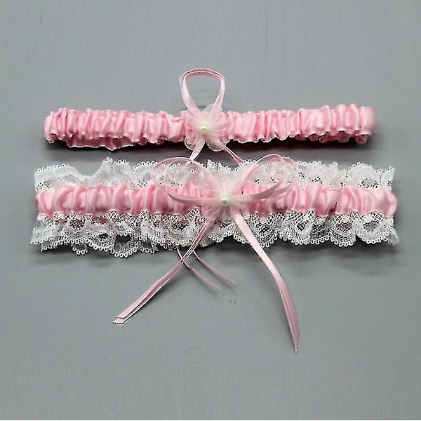 Brudstrumpband, damstrumpband bröllop brudstrumpband balstrumpband underkläder benstrumpband - Perfekt Pink