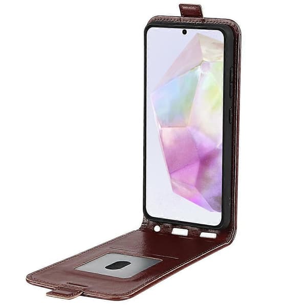 Kompatibel med R64 Textur Vertikal Flip Läder Telefonfodral-Perfet Brown