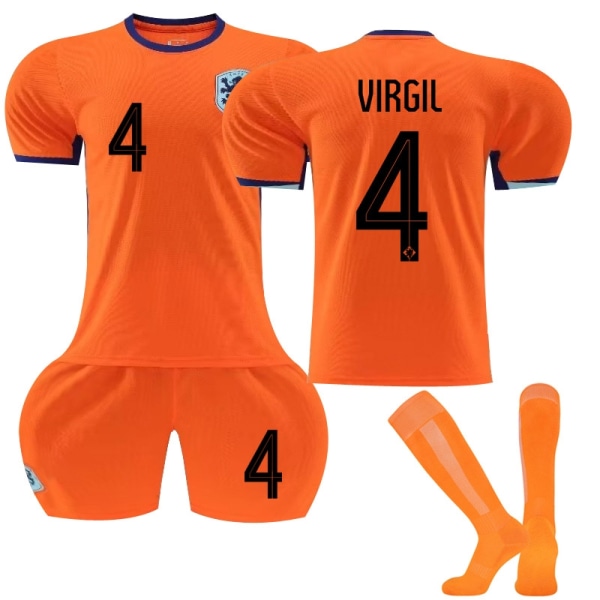 Gos- 2024 EM-jalkapallopaita Alankomaat Koti Oranssi 4 VIRGIL 4 VIRGIL- Perfet 4 VIRGIL 26